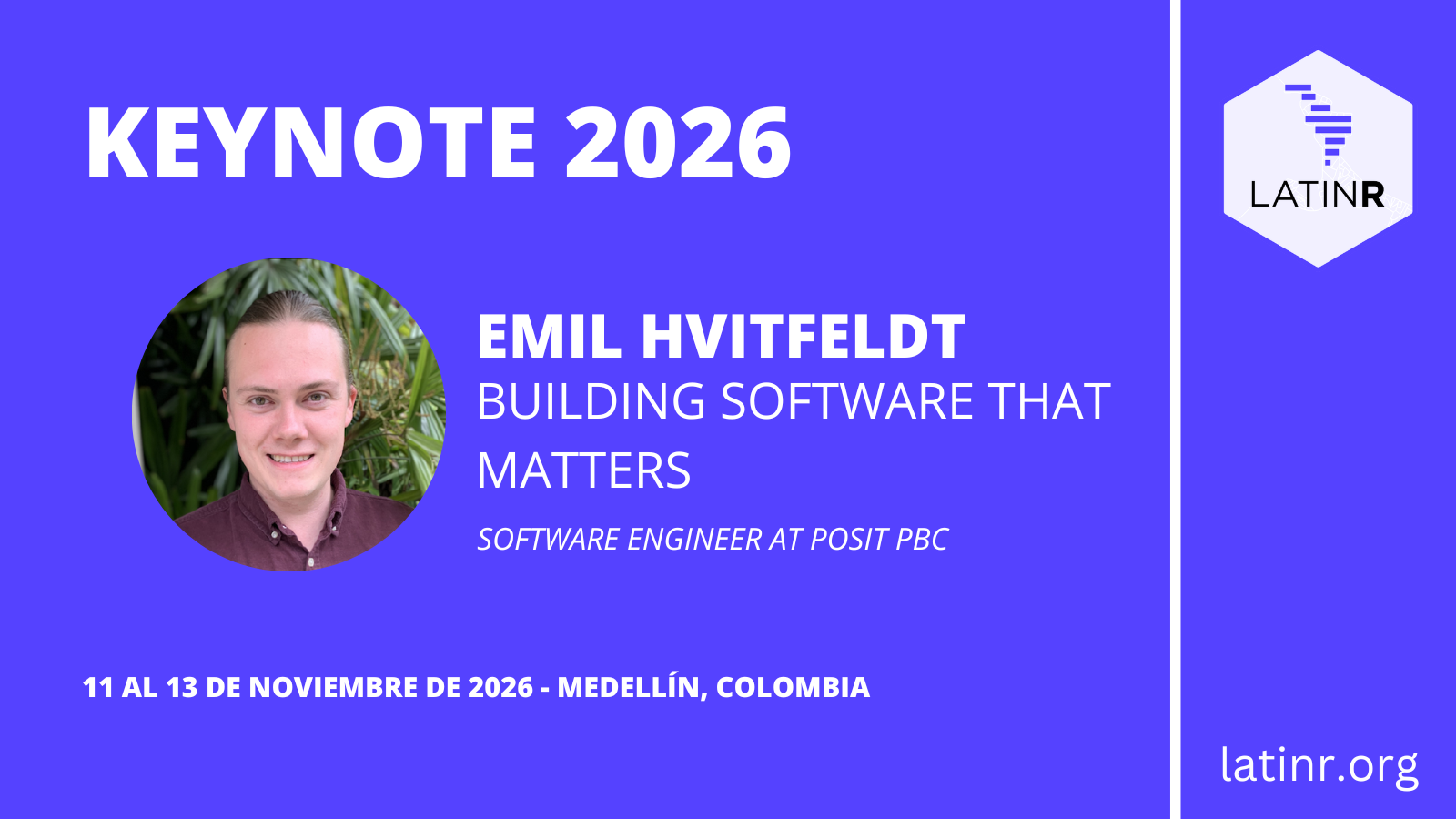 Flyer del keynote de Emil Hvitfeldt