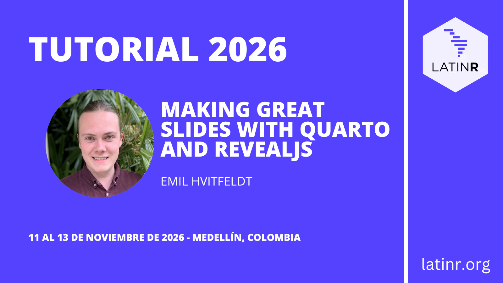 Flyer for the tutorial Making great slides with Quarto and revealjs